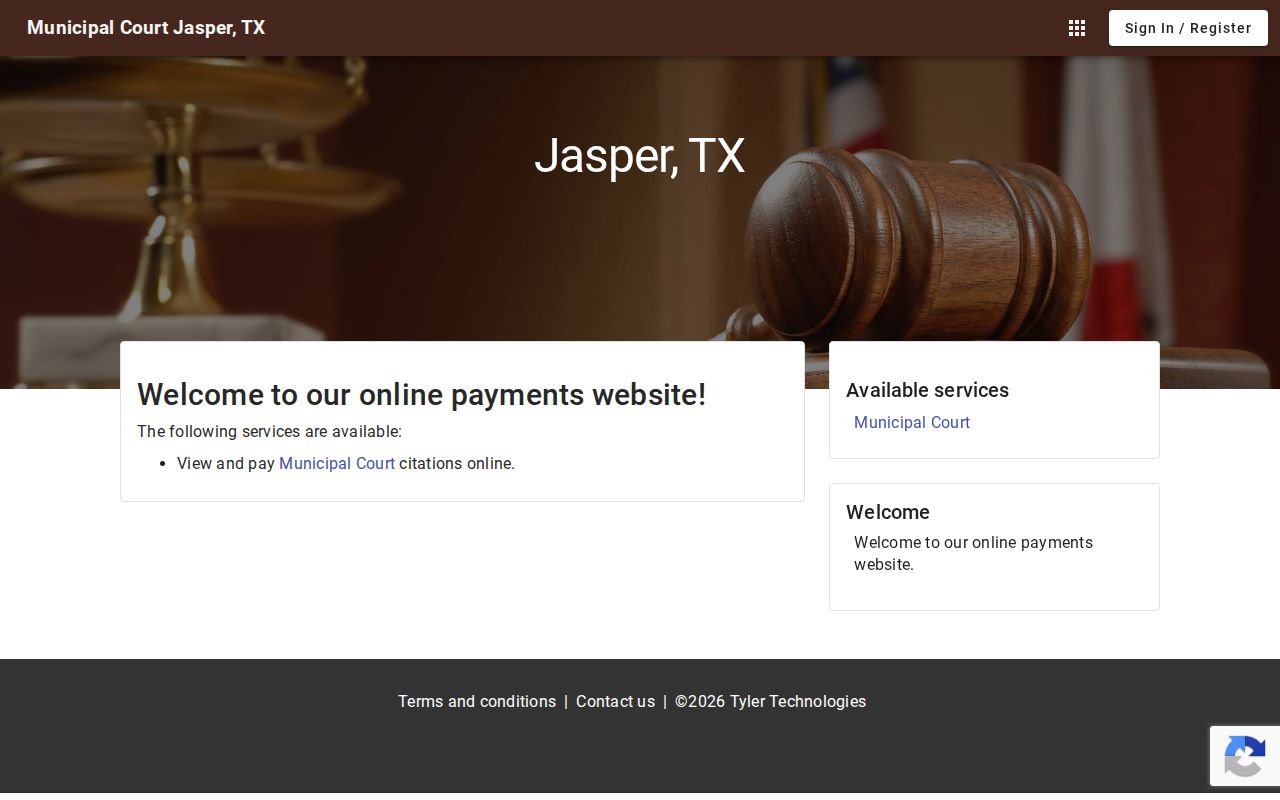 Jasper Municipal Online Services citation portal