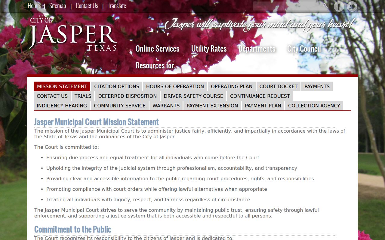 Official Jasper Municipal Court webpage